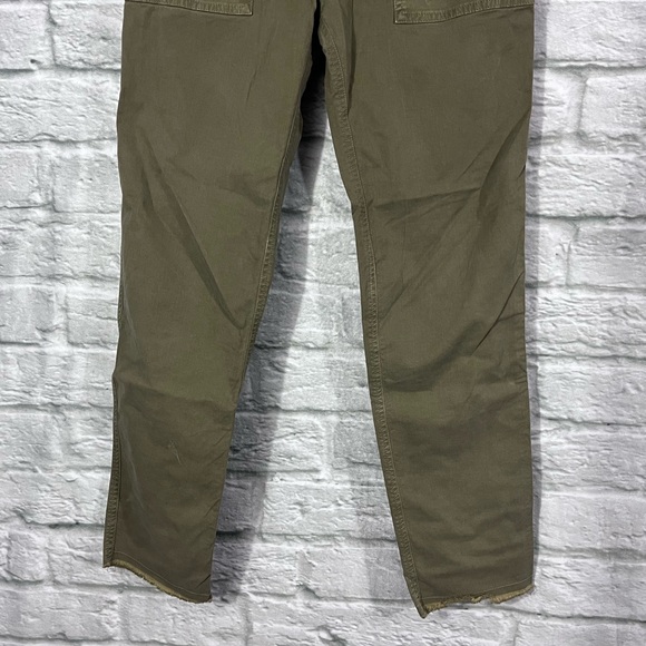 NILI LOTAN ‘Jenna’ Cropped Raw-Edge Cotton Twill Pants Olive Green US 2 - Picture 5 of 11